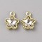 Glass Pendants, with Light Gold Alloy Finding, Star Charms, Clear, 13x10.5x4mm, Hole: 2mm