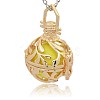 Golden Tone Brass Hollow Round Cage Pendants KK-J227-08G-2