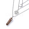 Bullet Natural Unakite Pendant Tiered Necklaces NJEW-JN02457-02-2