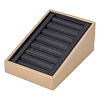 7-Slot Brushed PU Leather Covered Wood Finger Ring Display Trays RDIS-WH0006-25B-1