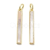 Brass Pave Natural Shell Pendants KK-C051-18G-1