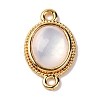 Brass Pave Natural Shell Oval Links Connector Charms KK-S403-10G-1