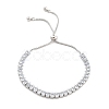 Brass Pave Clear Cubic Zirconia Teardrop Box Chain Slider Bracelets BJEW-YWC0002-07P-1