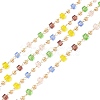 Faceted Cube Glass & Round Beaded Chains CHC-G018-03KCG-03-1