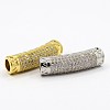 CZ Jewelry Brass Micro Pave Cubic Zirconia Hollow Curved Tube Beads ZIRC-M024-11-1