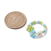 3Pcs 3 Color Glass Seed Beaded Stretch Rings Sets. Flower Stackable Rings RJEW-JR00617-4