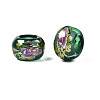 Flower Printed Transparent Acrylic Rondelle Beads TACR-S160-01-C04-3