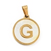 PVD Vacuum Plating 304 Stainless Steel with White Shell Pendants STAS-G268-01G-G-2