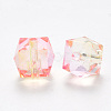 Two Tone Transparent Spray Painted Acrylic Beads X-ACRP-T005-26O-2