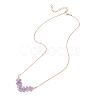 Natural Amethyst Faceted Round Beaded Arrow Pendant Brass Cable Chain Necklaces NJEW-TA00207-03-4