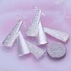 Silver Color Plated Textured Brass Triangle Dangle Earrings EJEW-BB11934-5