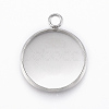 Non-Tarnish 304 Stainless Steel Pendant Cabochon Settings X-STAS-E146-18P-16mm-1