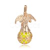 Golden Plated Brass Hollow Round Cage Pendants KK-J249-02G-3