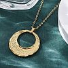 Flat Round 304 Stainless Steel Pendant Necklaces NJEW-M096-26G-5