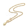 Heart & Rose Brass Pendant Necklace 304 Stainless Steel Chains for Women NJEW-JN04088-6