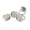 Tarnish Resistant Adjustable 304 Stainless Steel Finger Rings Components STAS-L193-P-14mm-5