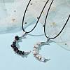 2Pcs 2 Styles Tibetan Style Alloy Moon Pendant Necklaces Set NJEW-JN04608-2