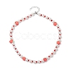 3Pcs 3 Style Fruit Polymer Clay & Glass Seed & Acrylic Pearl Beaded Necklaces Set NJEW-JN04582-6
