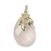 Natural Rose Quartz Faceted Teardrop Pendants KK-D021-03D-G-1