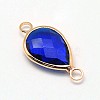 Golden Tone Brass Glass Teardrop Links connectors GLAA-J010A-HF08-G-3