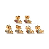 Rhinestone Fishbone Stud Earrings with 316 Surgical Stainless Steel Pins EJEW-A081-13G-1