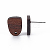 Walnut Wood Stud Earring Findings X-WOOD-S054-46-4
