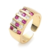 Brass Micro Pave Cubic Zirconia Cuff Open Rings RJEW-C158-04G-4