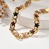 Star Brass Enamel Curb Chain Bracelets for Women BJEW-B125-02G-3