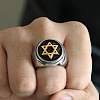 Star of David Pattern 304 Stainless Steel Finger Rings for Men FS-WGD55C6-17-1