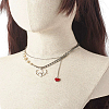 Heartbeat Tibetan Style Alloy Pendant Necklaces X1-NJEW-TA00006-8