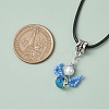 Glass Seed Beads & Glass Pearl Angel Pendant Necklaces NJEW-MZ00056-05-3