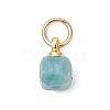 Natural Colorful Tourmaline Table Cut Cube Charms with 304 Stainless Steel Findings X-PALLOY-JF04873-3