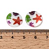Ocean Printed Natural Freshwater Shell Flat Round Beads SHEL-A006-13F-3