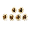 Ion Plating(IP) Natural Tiger Eye Teardrop Stud Earrings with Plastic Pearl Beaded EJEW-E599-05G-01-2