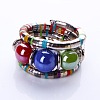Alloy & Iron & Resin Round Beaded Bangles for Women FS-WG7222A-04-1