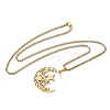 201 Stainless Steel Hollow Cut Cowboy Moon Pendant Necklaces NJEW-H065-26G-2