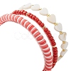 3Pcs 3 Style Polymer Clay Heishi & Natural Shell Heart & Seed Beaded Stretch Bracelets Set for Valentine's Day BJEW-TA00290-3