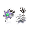 304 Stainless Steel Enamel Stud Earring Findings STAS-T052-43P-04-2