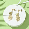 Hollow Leaf Brass Dangle Stud Earrings EJEW-TA00372-2