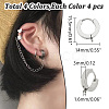 16Pcs 4 Colors 304 Stainless Steel Huggie Hoop Earrings Findings STAS-WR0001-15-2