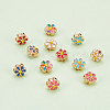 60Pcs 6 Colors Light Gold Tone Alloy Enamel Beads ENAM-PH0002-63-4
