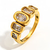 316L Surgical Stainless Steel with Clear Cubic Zirconia Finger Rings WGB9731-01-1