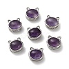 Brass Pave Natural Amethyst Multi-Strand Links KK-D366-01P-G-1