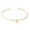 Rack Plating Brass Micro Pave Clear Cubic Zirconia Letter Open Cuff Bangles BJEW-A018-01G-K-2