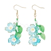 Acrylic Flower Dangle Earrings EJEW-MZ00588-3