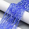 Transparent Electroplate Glass Beads Strands GLAA-F029-4mm-C07-4