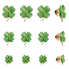 12Pcs 3 Size Green Resin Clover Lapel Pin Brooch JEWB-CA0001-39-1