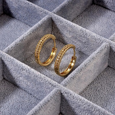 Clear Cubic Zirconia Huggie Hoop Earrings JE927A-1