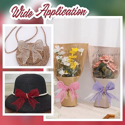 28Pcs 7 Colors Burlap Bowknot Ornament Accessories HJEW-AR00010-1