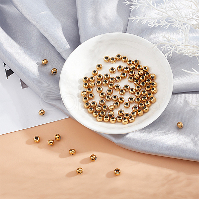 100Pcs Round PVD Vacuum Plating 304 Stainless Steel Beads STAS-DC0010-56B-1